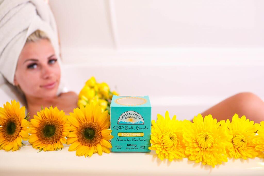 Enjoying a relaxing soak with Crystal Creek Organics CBD Bath Bombs